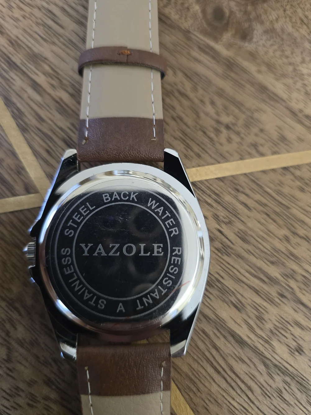 Men's Brown Leather Strap Watch with Black Dial